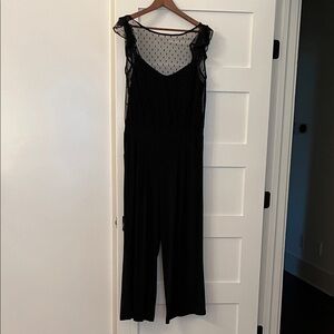 Julia Jordan Black Jumpsuit with Sheer Polka Dot Detail